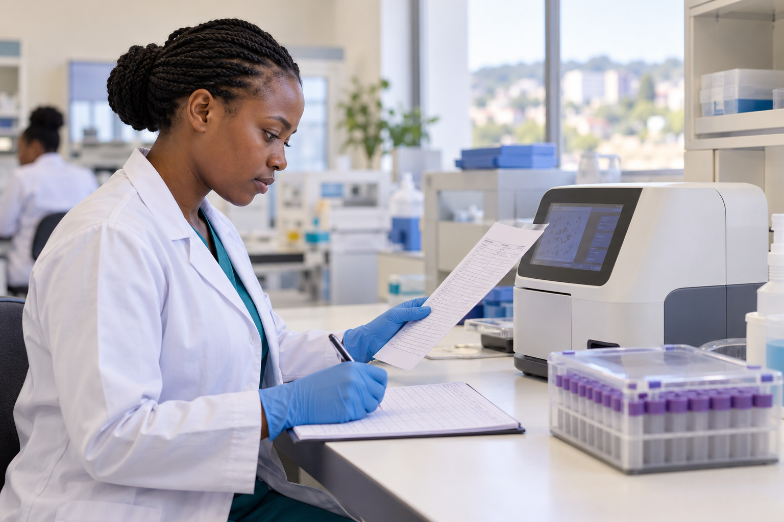 Illustrative review of cell-counting equipment and a quality record